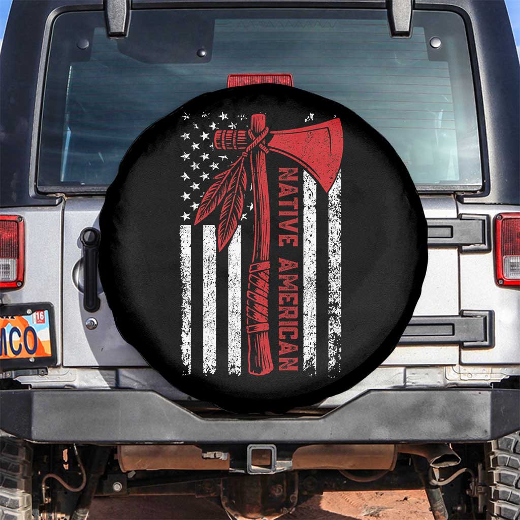 Native American Tomahawk Vintage USA Flag Tribal Tradition Spare Tire Cover TS11 No hole Black Print Your Wear