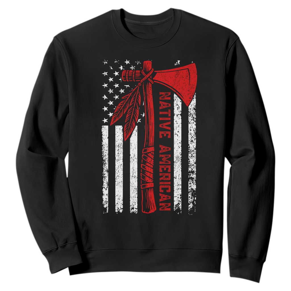 Native American Tomahawk Vintage USA Flag Tribal Tradition Sweatshirt TS11 Black Print Your Wear