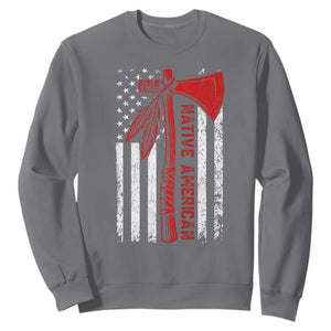 Native American Tomahawk Vintage USA Flag Tribal Tradition Sweatshirt TS11 Charcoal Print Your Wear