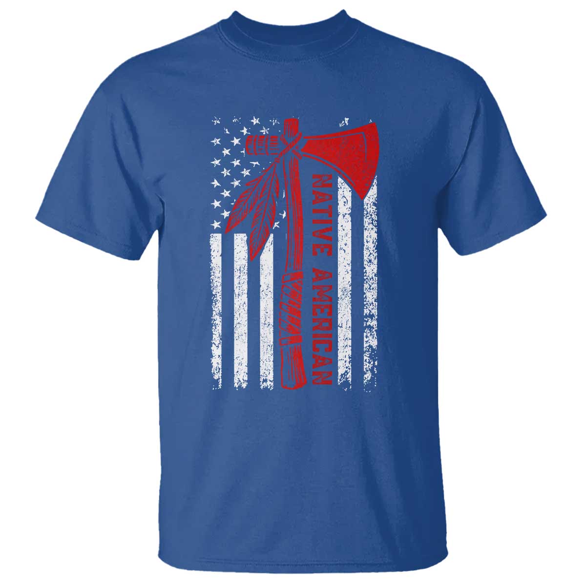 Native American Tomahawk Vintage USA Flag Tribal Tradition T Shirt TS11 Royal Blue Print Your Wear