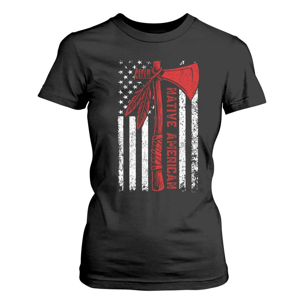 Native American Tomahawk Vintage USA Flag Tribal Tradition T Shirt For Women TS11 Black Print Your Wear
