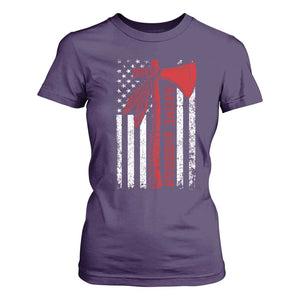 Native American Tomahawk Vintage USA Flag Tribal Tradition T Shirt For Women TS11 Purple Print Your Wear