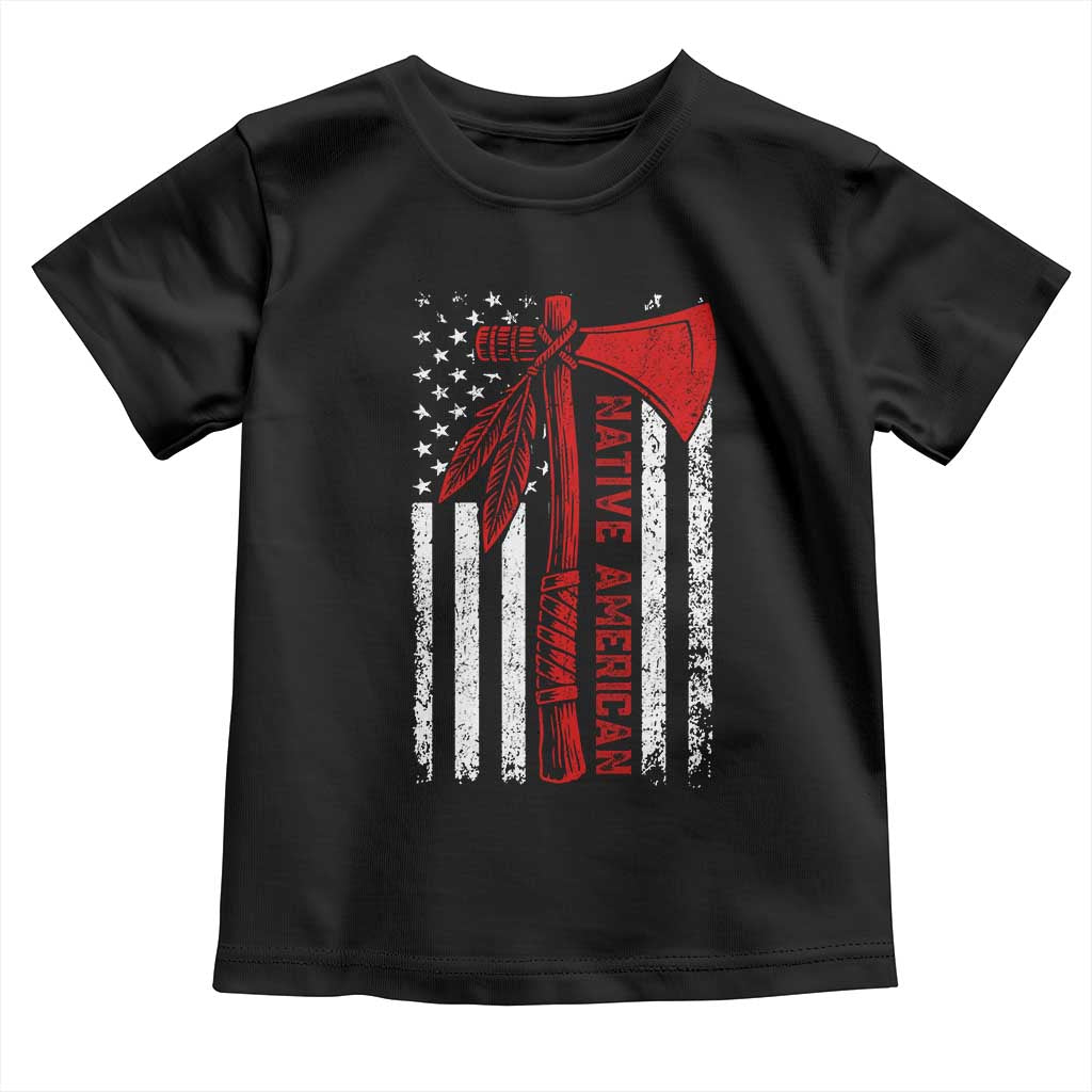 Native American Tomahawk Vintage USA Flag Tribal Tradition Toddler T Shirt TS11 Black Print Your Wear