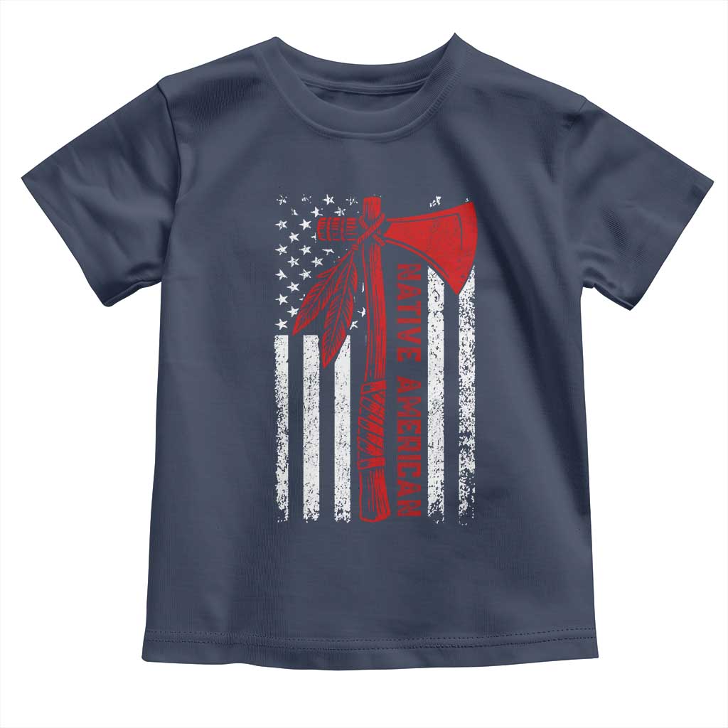 Native American Tomahawk Vintage USA Flag Tribal Tradition Toddler T Shirt TS11 Navy Print Your Wear