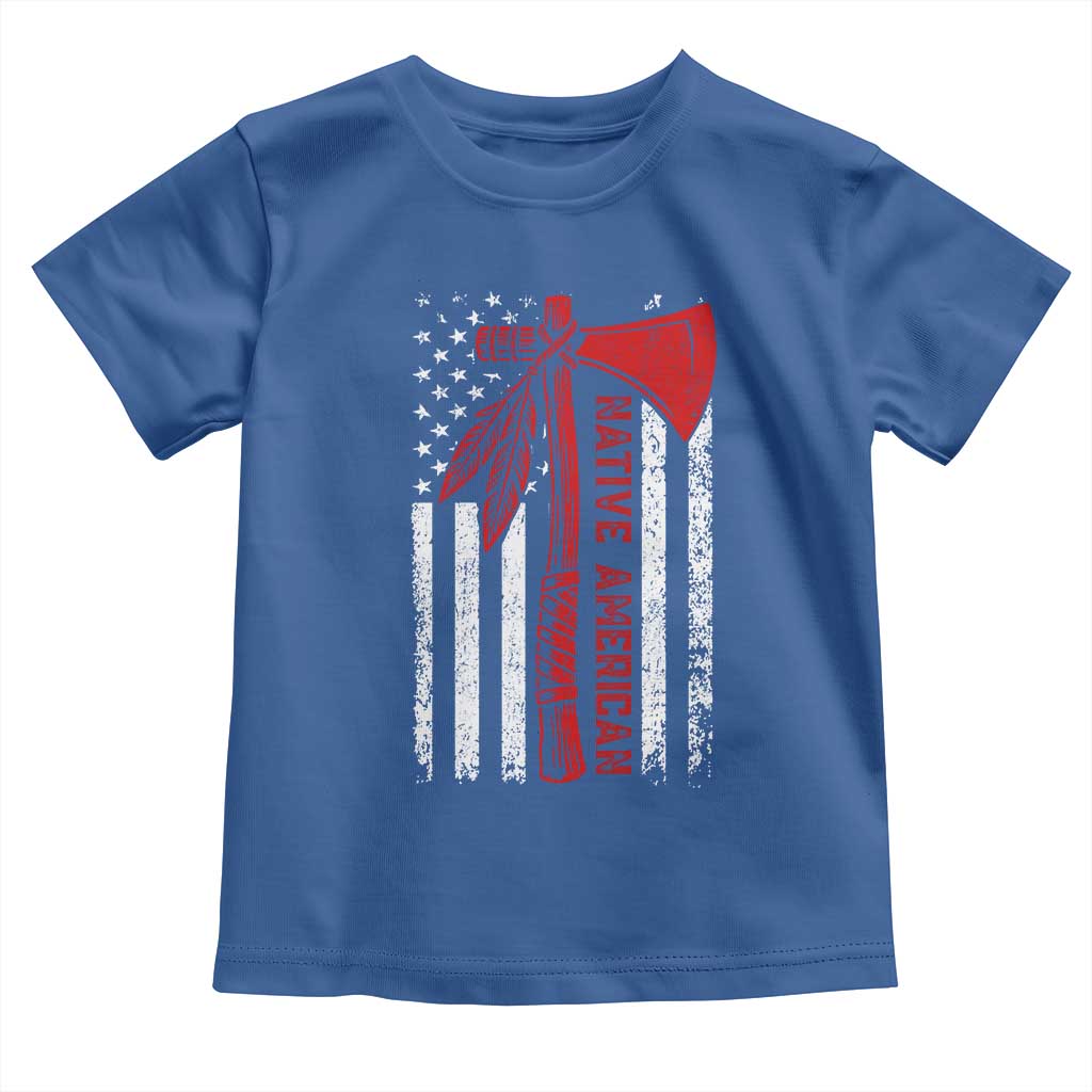 Native American Tomahawk Vintage USA Flag Tribal Tradition Toddler T Shirt TS11 Royal Blue Print Your Wear