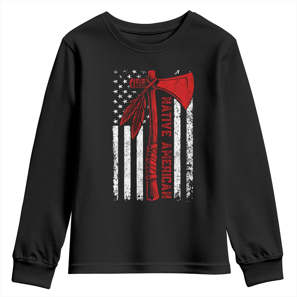Native American Tomahawk Vintage USA Flag Tribal Tradition Youth Sweatshirt TS11 Black Print Your Wear