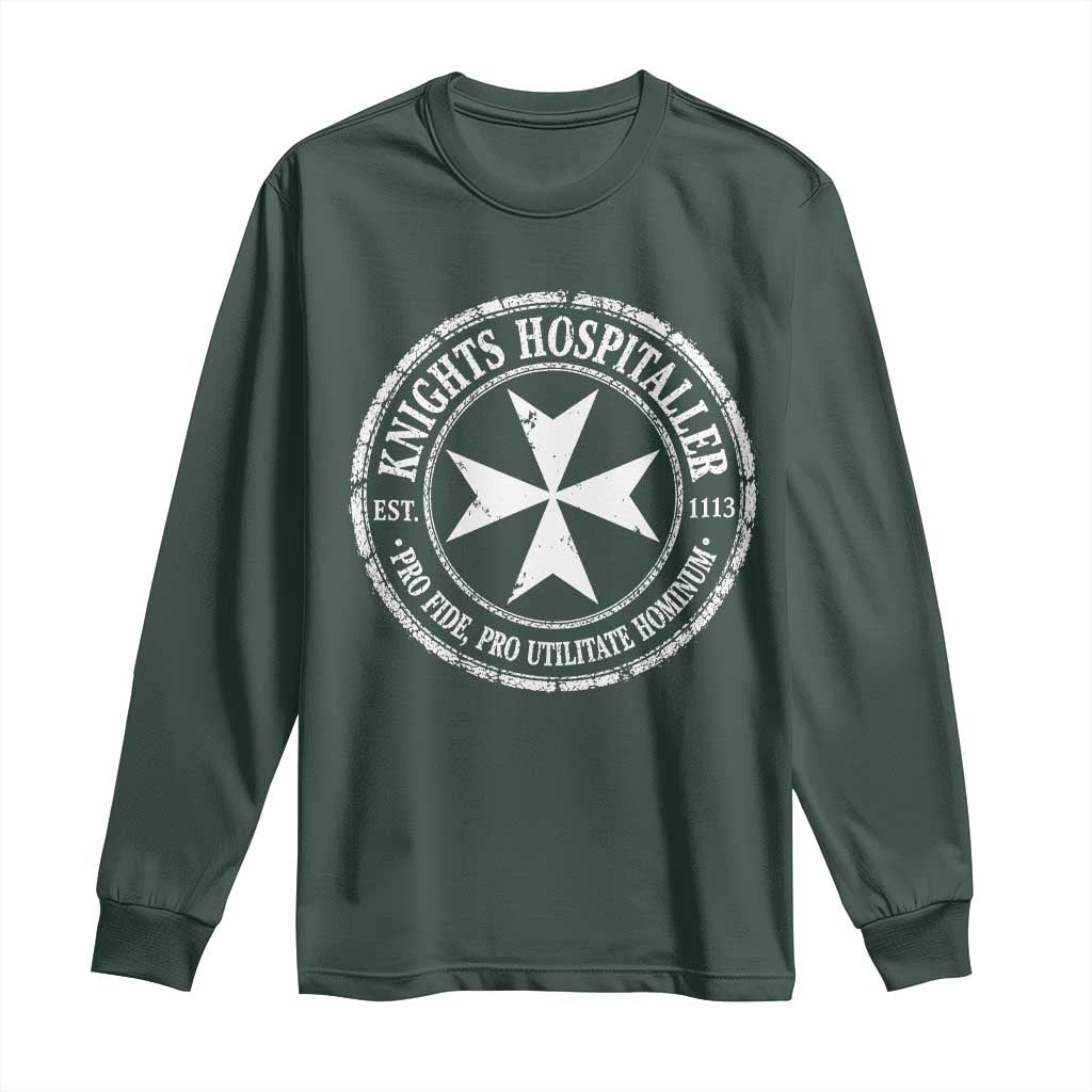 Knights Hospitaller Long Sleeve Shirt Pro Fide Pro Utilitate Hominum est 1113 Maltese Catholic Christian
