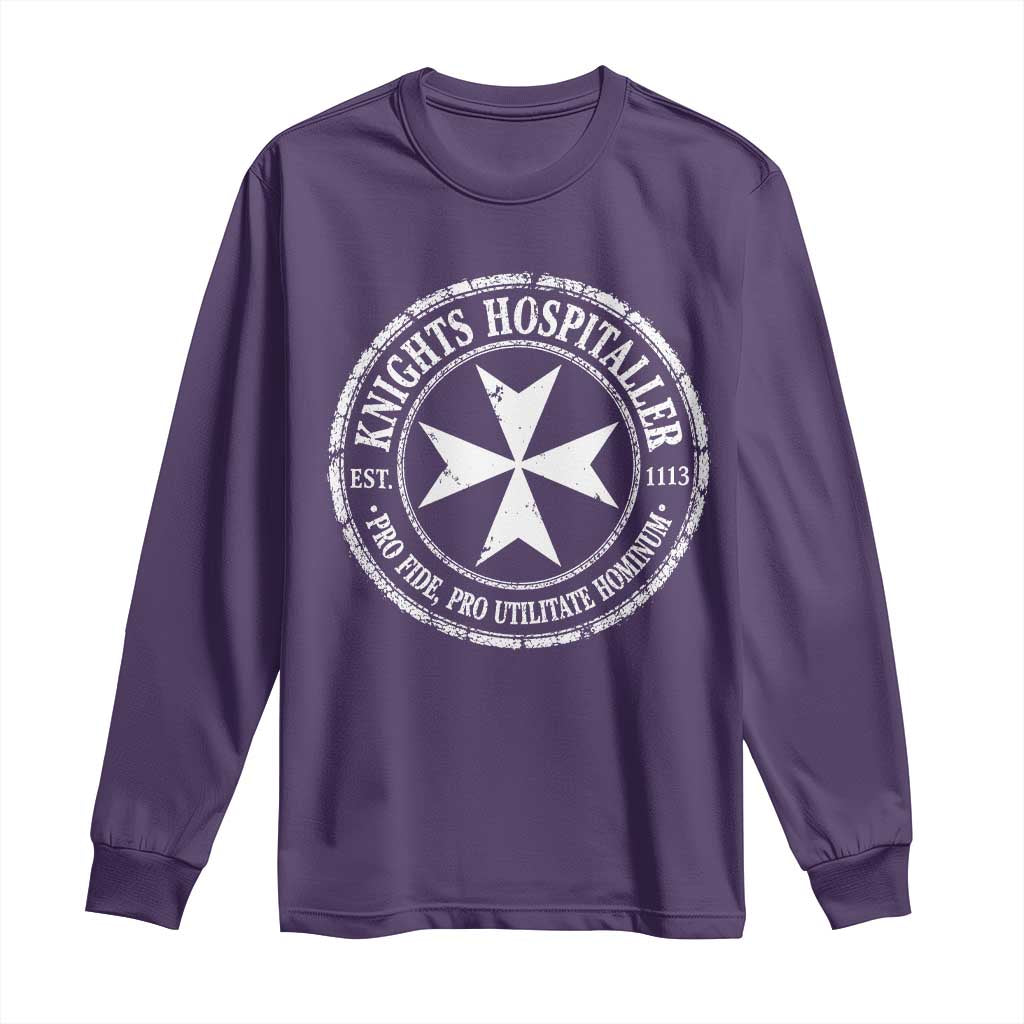 Knights Hospitaller Long Sleeve Shirt Pro Fide Pro Utilitate Hominum est 1113 Maltese Catholic Christian