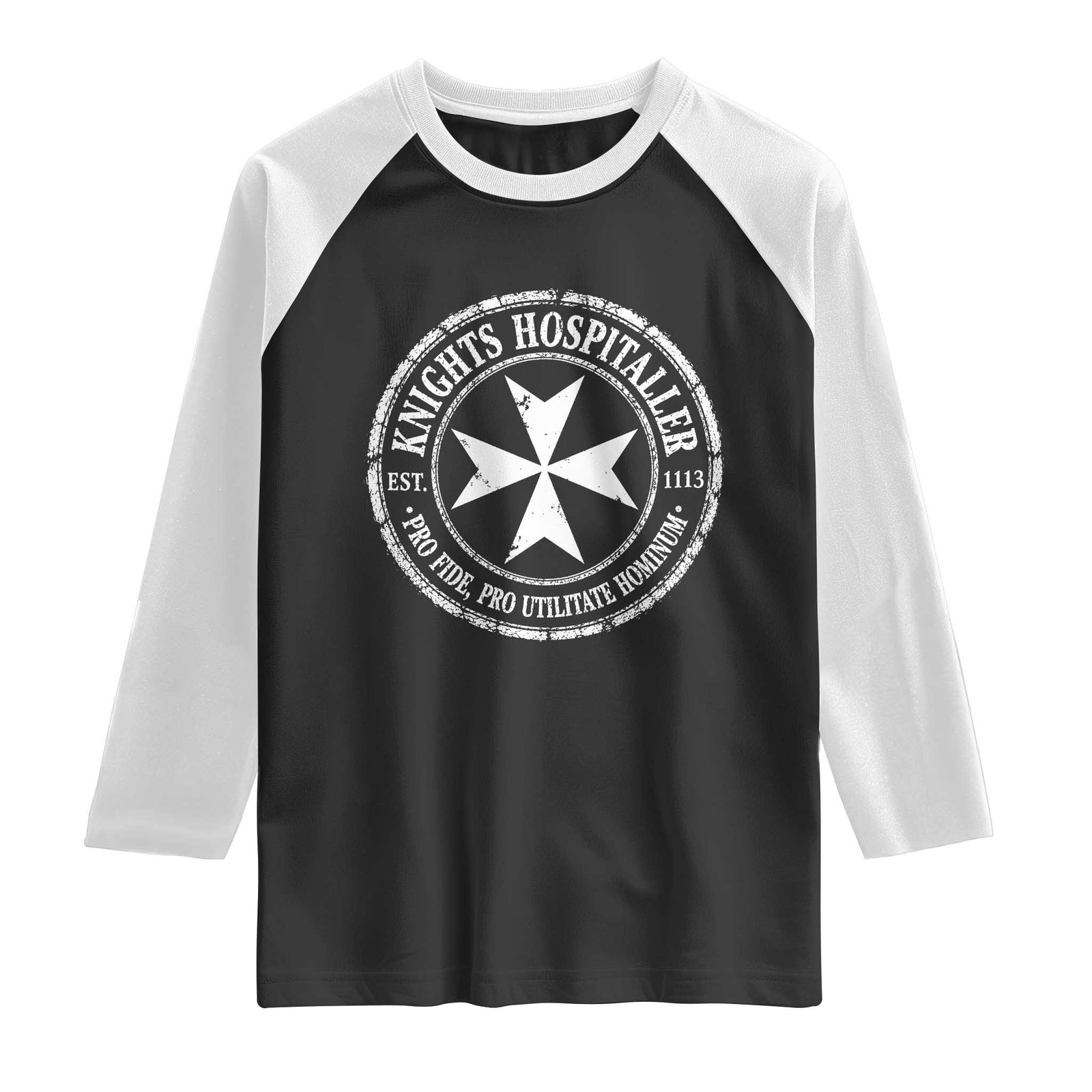 Knights Hospitaller Raglan Shirt Pro Fide Pro Utilitate Hominum est 1113 Maltese Catholic Christian TS11 Black White Print Your Wear