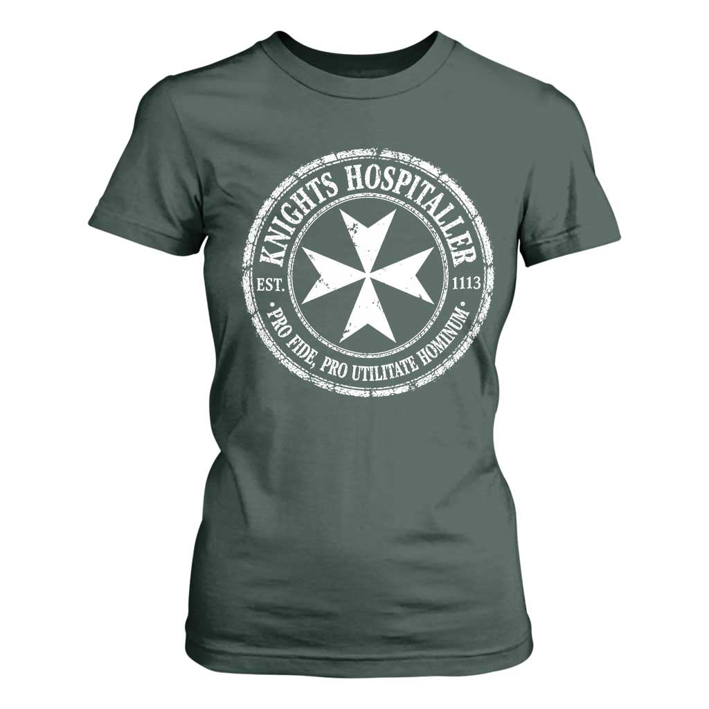 Knights Hospitaller T Shirt For Women Pro Fide Pro Utilitate Hominum est 1113 Maltese Catholic Christian