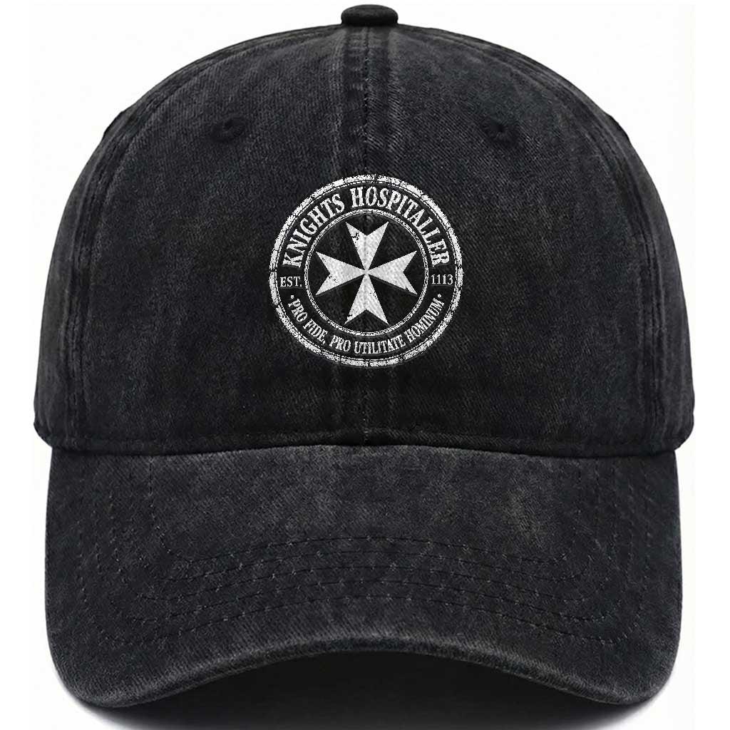 Knights Hospitaller Washed Cotton Baseball Cap Pro Fide Pro Utilitate Hominum est 1113 Maltese Catholic Christian TS11 Print Your Wear