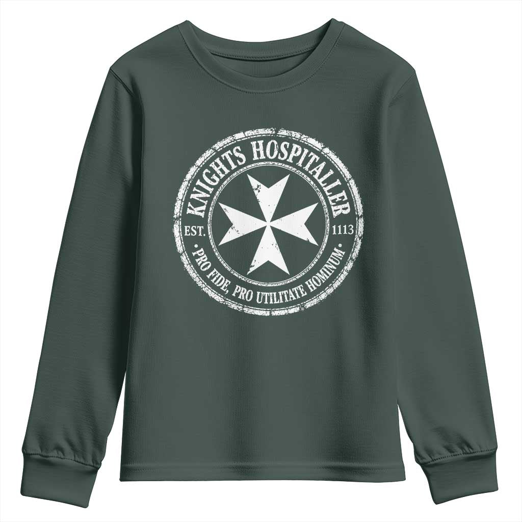 Knights Hospitaller Youth Sweatshirt Pro Fide Pro Utilitate Hominum est 1113 Maltese Catholic Christian