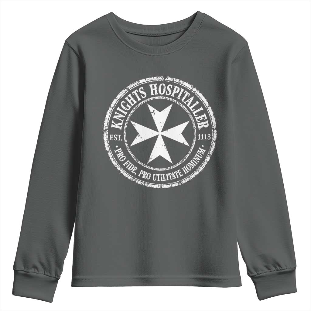 Knights Hospitaller Youth Sweatshirt Pro Fide Pro Utilitate Hominum est 1113 Maltese Catholic Christian