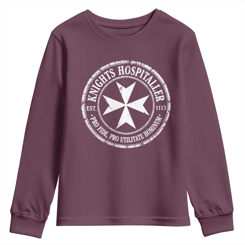 Knights Hospitaller Youth Sweatshirt Pro Fide Pro Utilitate Hominum est 1113 Maltese Catholic Christian
