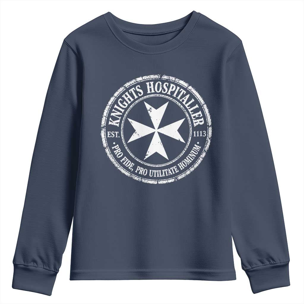 Knights Hospitaller Youth Sweatshirt Pro Fide Pro Utilitate Hominum est 1113 Maltese Catholic Christian