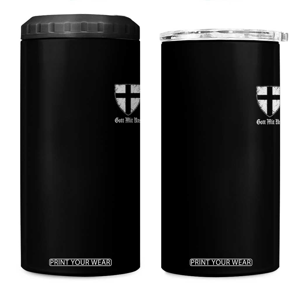 Teutonic Order Flag Cross Gott Mit Uns 4 in 1 Can Cooler Tumbler Knight Insignia Arms Shield