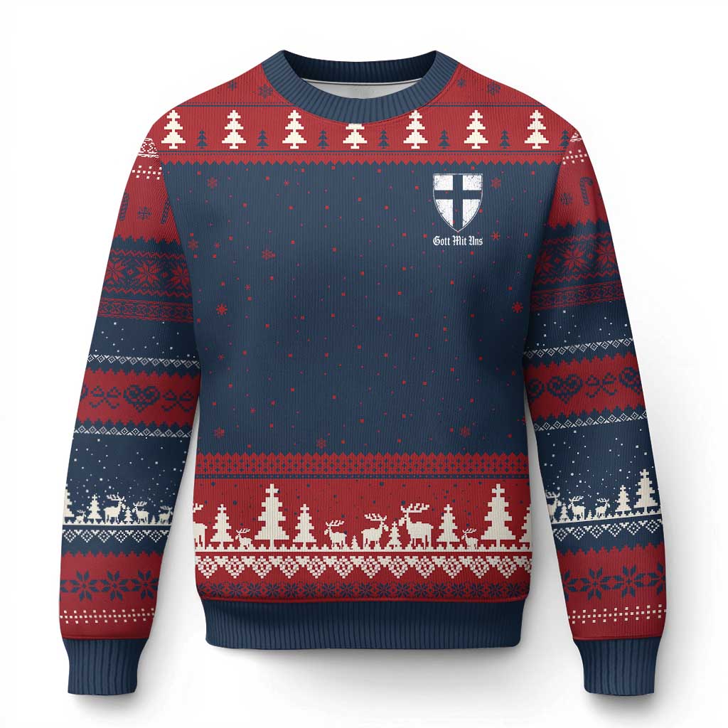 Teutonic Order Flag Cross Gott Mit Uns Ugly Christmas Sweater Knight Insignia Arms Shield TS11 Navy Red Print Your Wear
