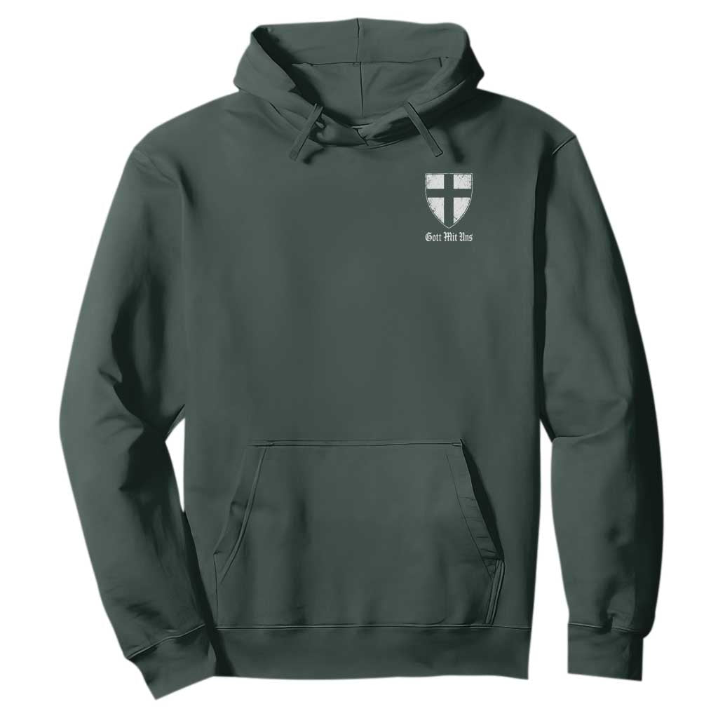 Teutonic Order Flag Cross Gott Mit Uns Hoodie Knight Insignia Arms Shield TS11 Dark Forest Green Print Your Wear