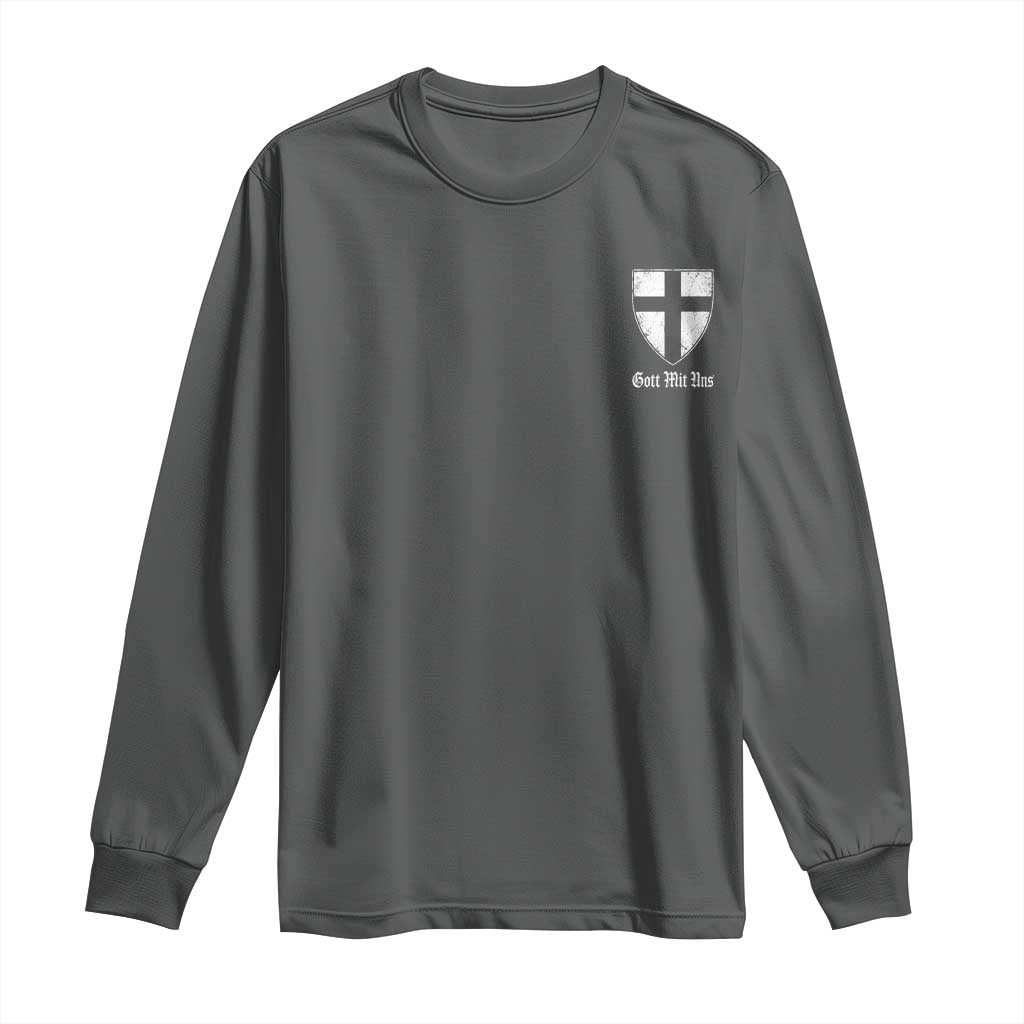 Teutonic Order Flag Cross Gott Mit Uns Long Sleeve Shirt Knight Insignia Arms Shield TS11 Dark Heather Print Your Wear
