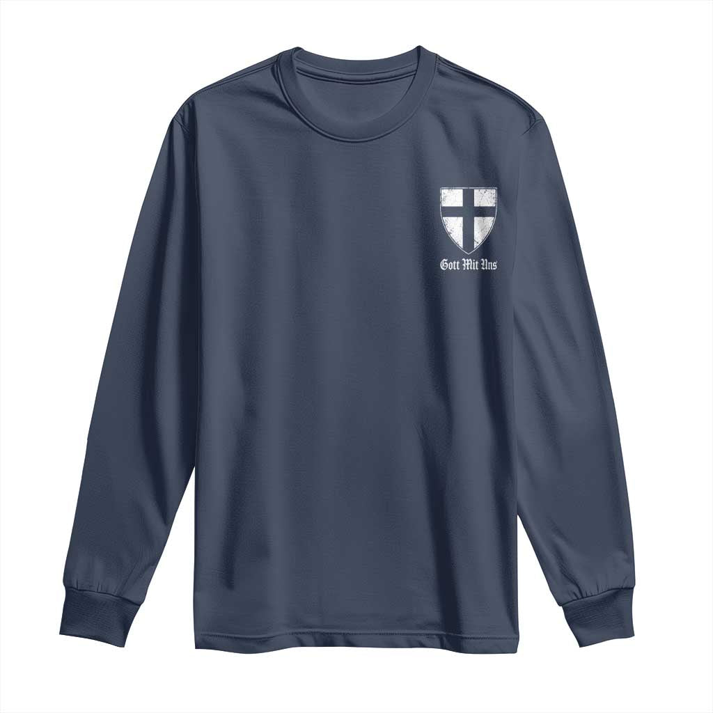Teutonic Order Flag Cross Gott Mit Uns Long Sleeve Shirt Knight Insignia Arms Shield TS11 Navy Print Your Wear