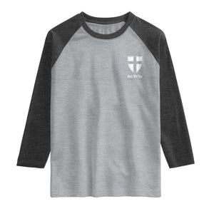 Teutonic Order Flag Cross Gott Mit Uns Raglan Shirt Knight Insignia Arms Shield TS11 Heather Gray Heather Charcoal Print Your Wear