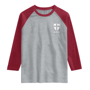 Teutonic Order Flag Cross Gott Mit Uns Raglan Shirt Knight Insignia Arms Shield TS11 Heather Gray Heather Red Print Your Wear