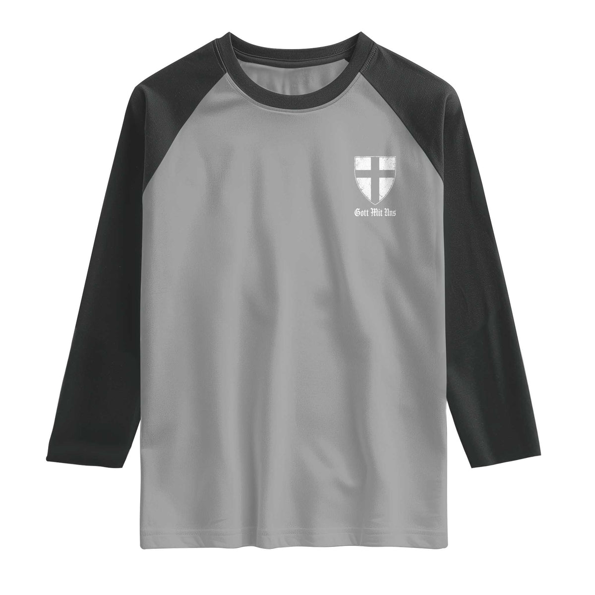 Teutonic Order Flag Cross Gott Mit Uns Raglan Shirt Knight Insignia Arms Shield TS11 Sport Gray Black Print Your Wear