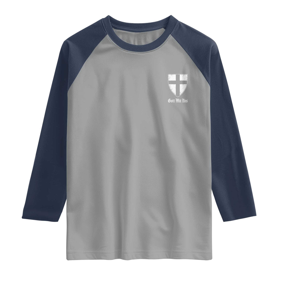Teutonic Order Flag Cross Gott Mit Uns Raglan Shirt Knight Insignia Arms Shield TS11 Sport Gray Navy Print Your Wear