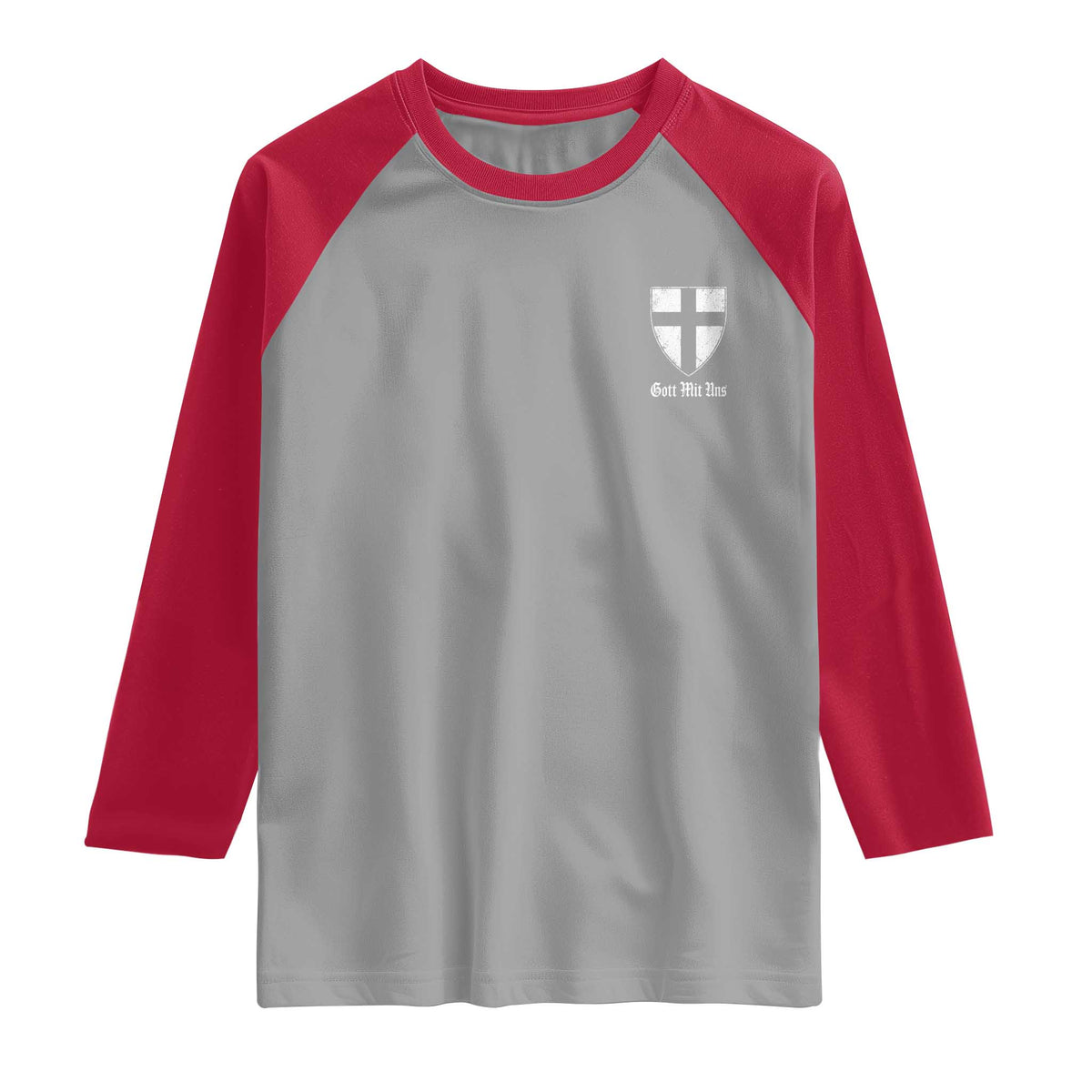 Teutonic Order Flag Cross Gott Mit Uns Raglan Shirt Knight Insignia Arms Shield TS11 Sport Gray Red Print Your Wear