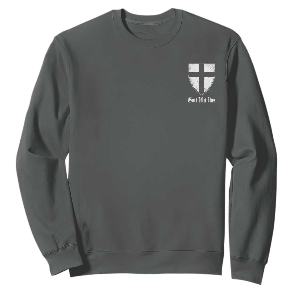 Teutonic Order Flag Cross Gott Mit Uns Sweatshirt Knight Insignia Arms Shield TS11 Dark Heather Print Your Wear
