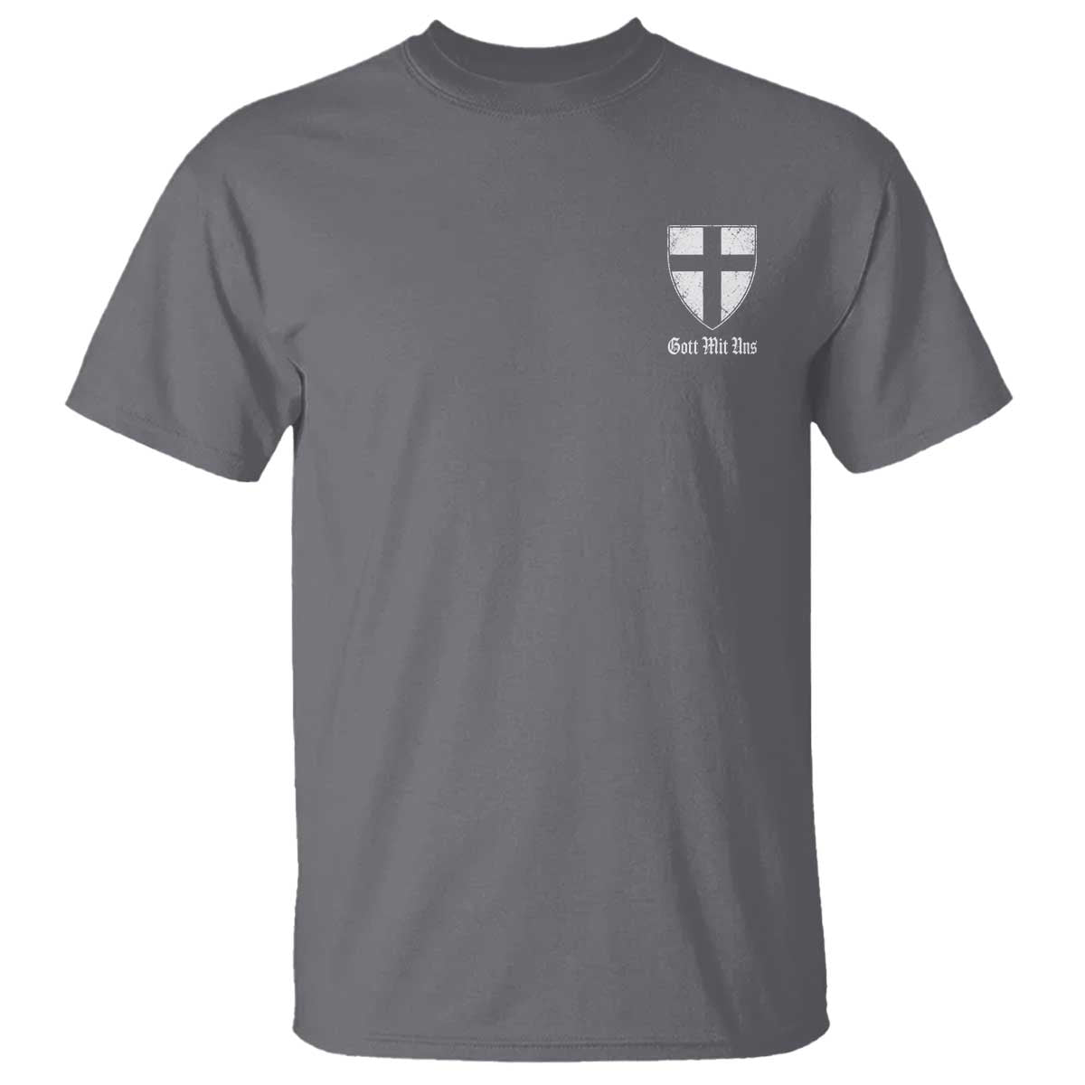 Teutonic Order Flag Cross Gott Mit Uns T Shirt Knight Insignia Arms Shield TS11 Charcoal Print Your Wear