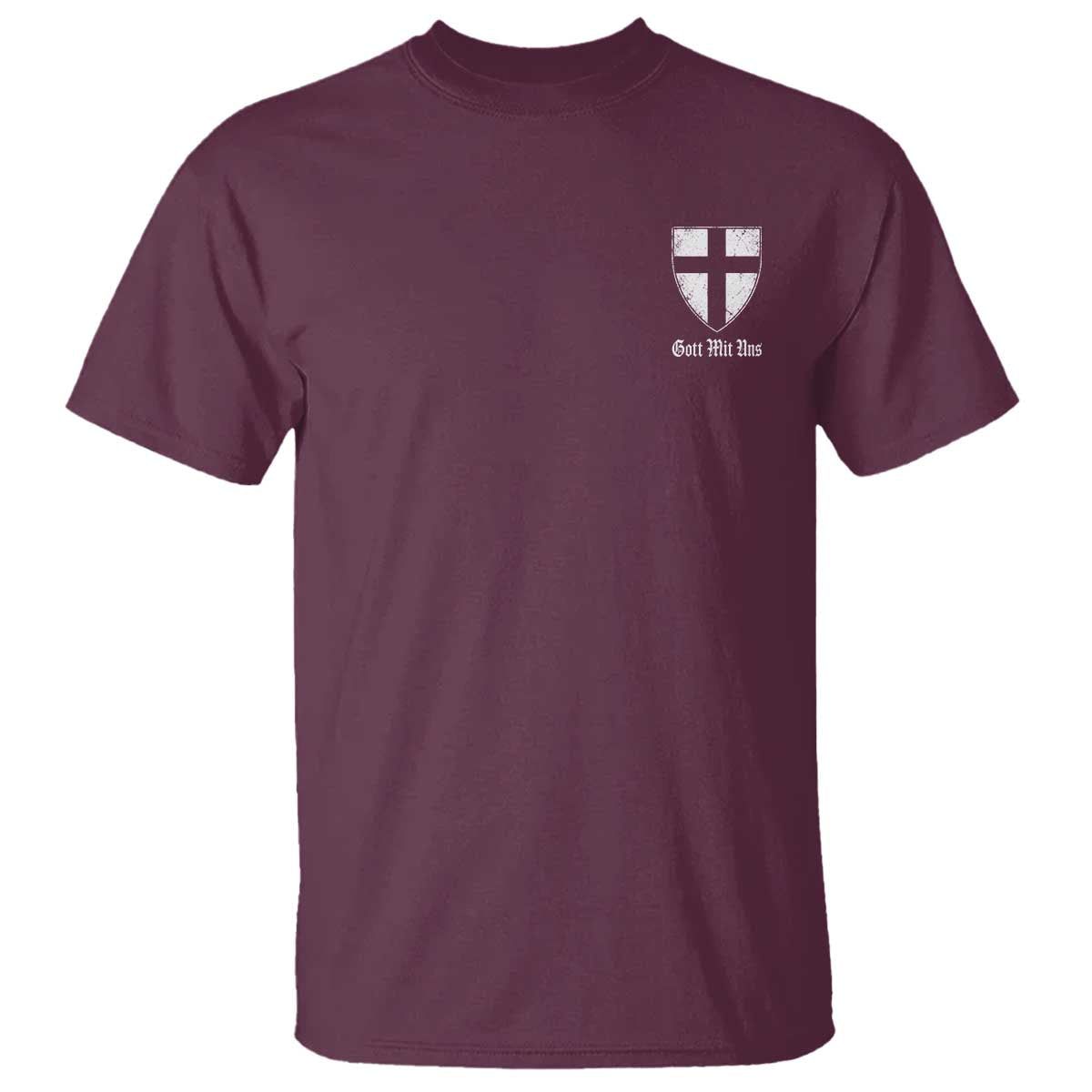 Teutonic Order Flag Cross Gott Mit Uns T Shirt Knight Insignia Arms Shield TS11 Maroon Print Your Wear