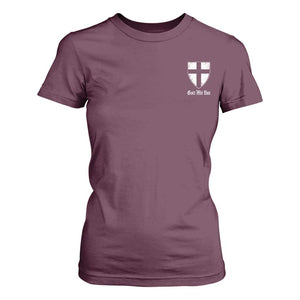 Teutonic Order Flag Cross Gott Mit Uns T Shirt For Women Knight Insignia Arms Shield TS11 Maroon Print Your Wear