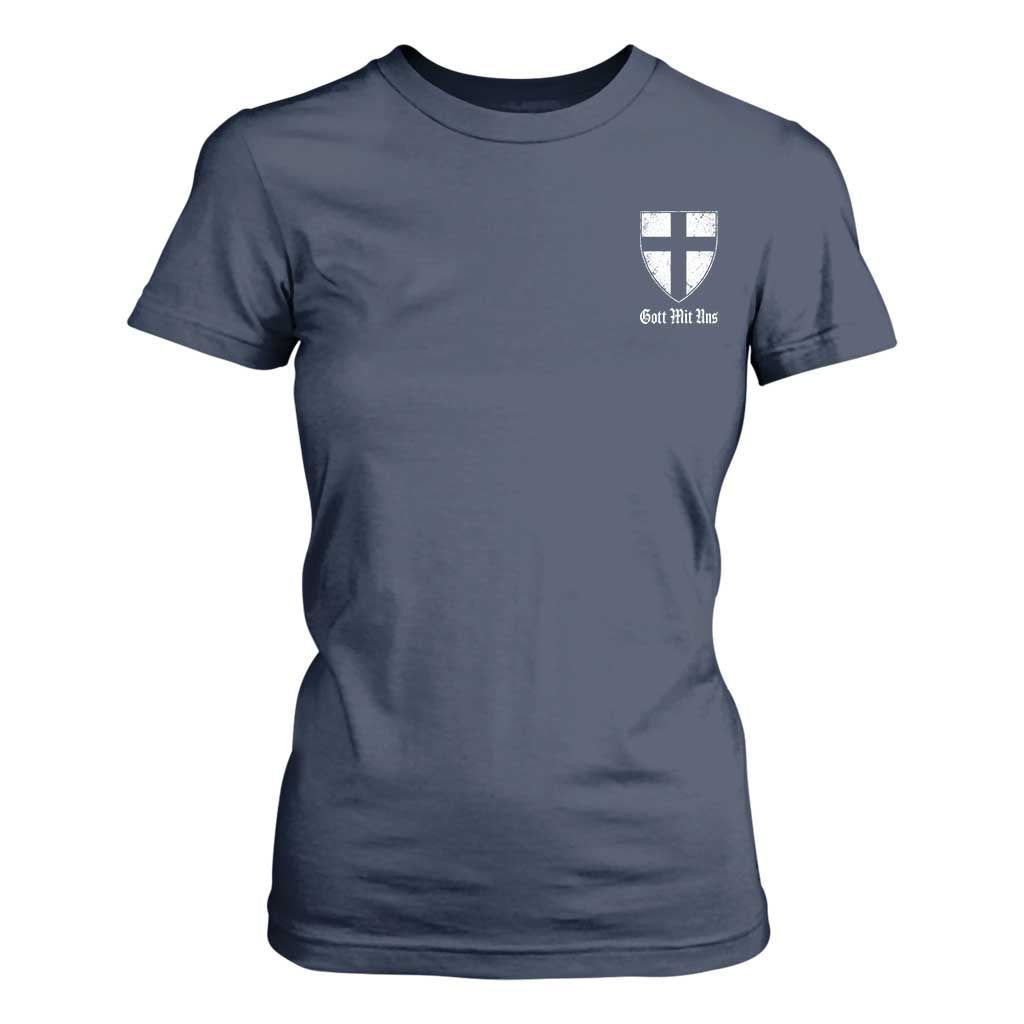 Teutonic Order Flag Cross Gott Mit Uns T Shirt For Women Knight Insignia Arms Shield TS11 Navy Print Your Wear