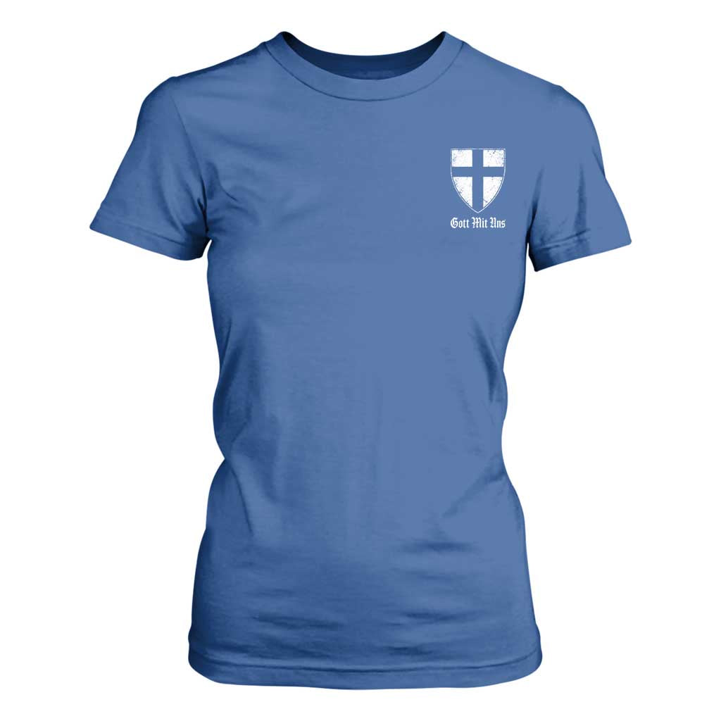 Teutonic Order Flag Cross Gott Mit Uns T Shirt For Women Knight Insignia Arms Shield TS11 Royal Blue Print Your Wear