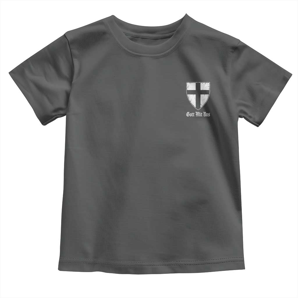 Teutonic Order Flag Cross Gott Mit Uns Toddler T Shirt Knight Insignia Arms Shield TS11 Dark Heather Print Your Wear