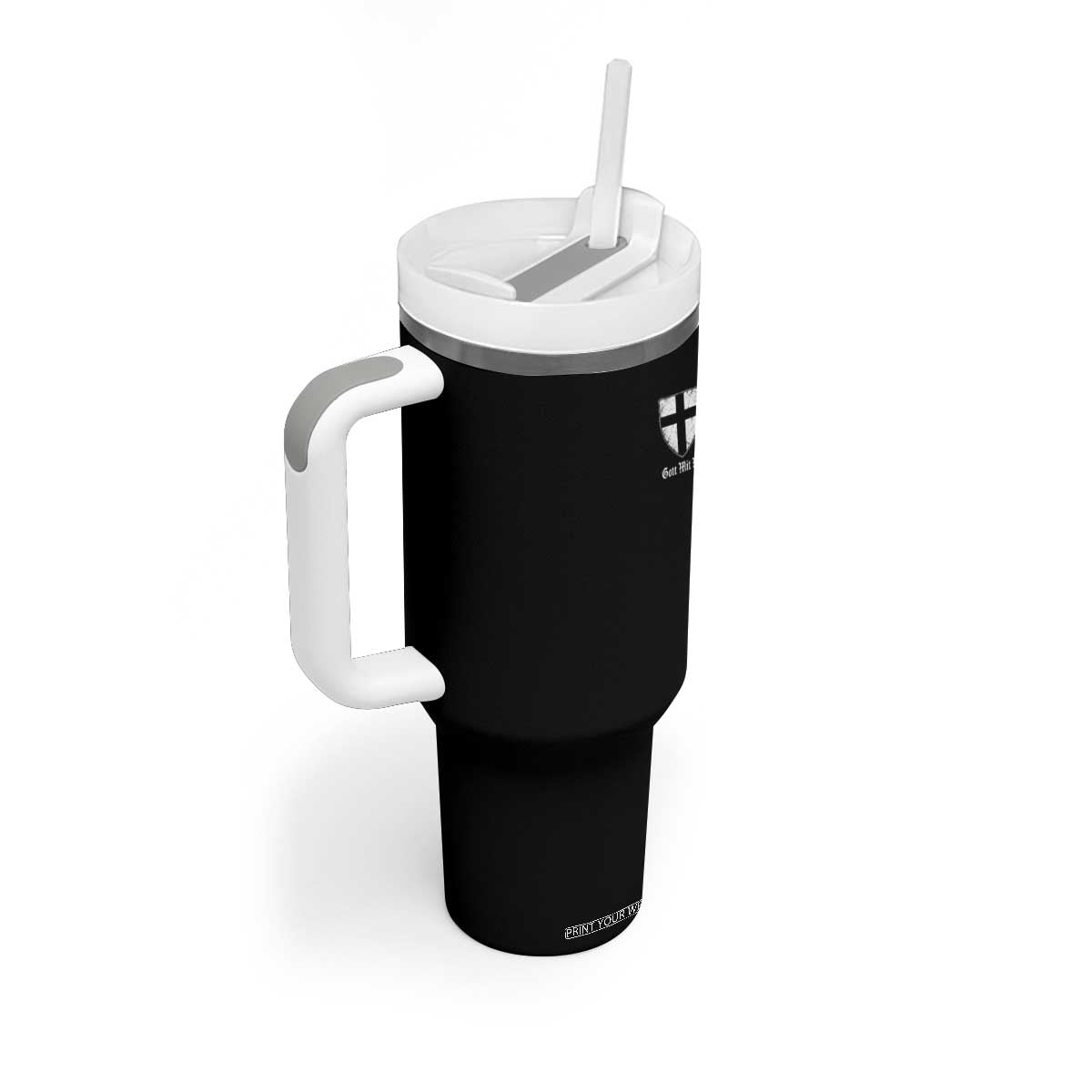 Teutonic Order Flag Cross Gott Mit Uns Tumbler With Handle Knight Insignia Arms Shield