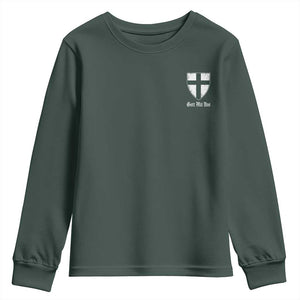 Teutonic Order Flag Cross Gott Mit Uns Youth Sweatshirt Knight Insignia Arms Shield TS11 Dark Forest Green Print Your Wear