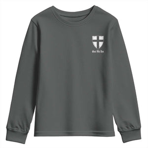 Teutonic Order Flag Cross Gott Mit Uns Youth Sweatshirt Knight Insignia Arms Shield TS11 Dark Heather Print Your Wear