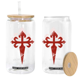 Vintage Cross of St James Order of Santiago Glass Can