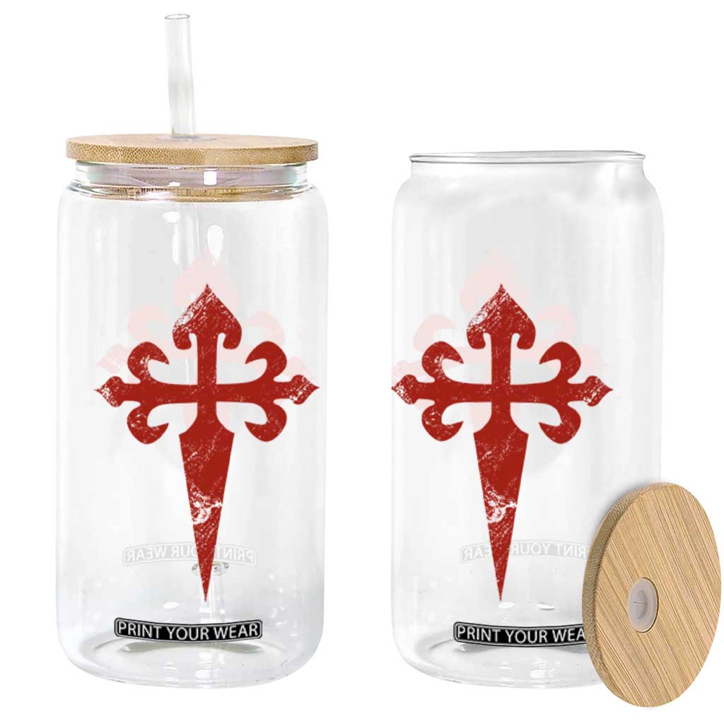 Vintage Cross of St James Order of Santiago Glass Can
