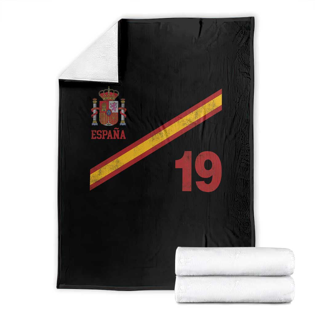 Espana Spain Football Throw Blanket Spanish Flag Stripes Number 19 Athletic Soccer National Pride TS11 Black Print Your Wear
