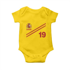 Espana Spain Football Baby Onesie Spanish Flag Stripes Number 19 Athletic Soccer National Pride