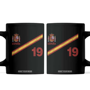 Espana Spain Football Coffee Mug Spanish Flag Stripes Number 19 Athletic Soccer National Pride