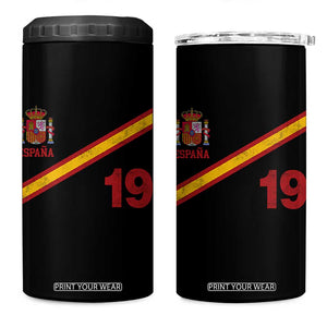 Espana Spain Football 4 in 1 Can Cooler Tumbler Spanish Flag Stripes Number 19 Athletic Soccer National Pride