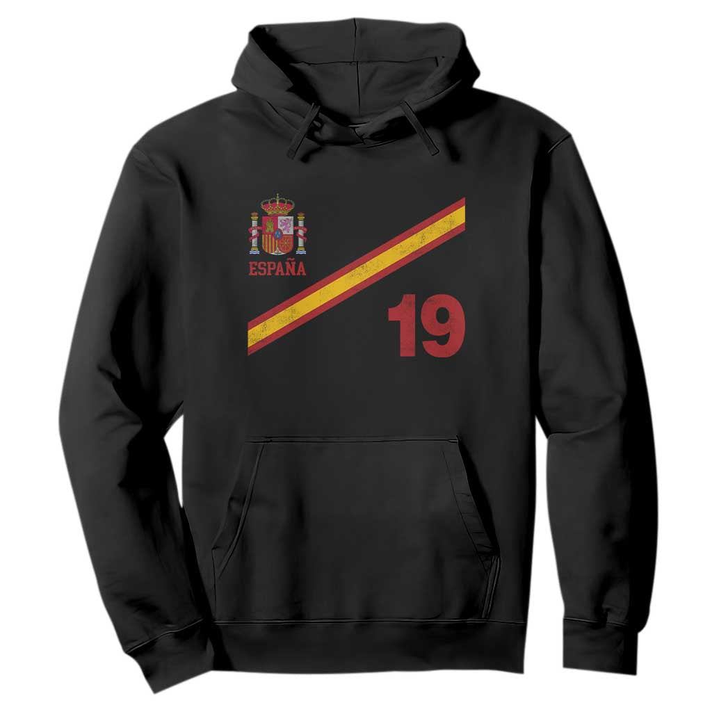 Espana Spain Football Hoodie Spanish Flag Stripes Number 19 Athletic Soccer National Pride