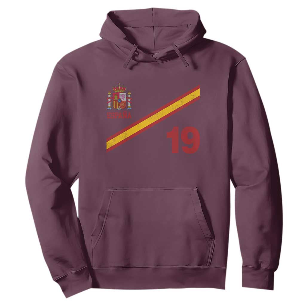Espana Spain Football Hoodie Spanish Flag Stripes Number 19 Athletic Soccer National Pride
