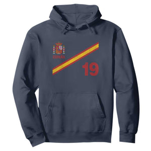 Espana Spain Football Hoodie Spanish Flag Stripes Number 19 Athletic Soccer National Pride