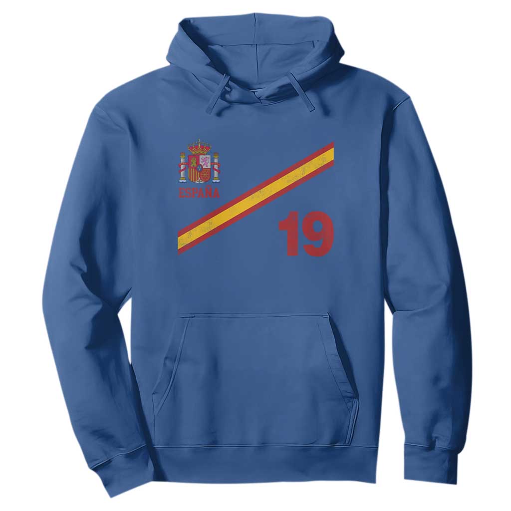 Espana Spain Football Hoodie Spanish Flag Stripes Number 19 Athletic Soccer National Pride