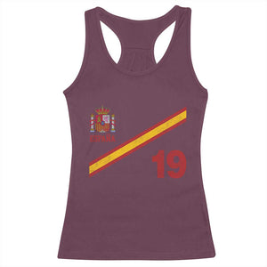 Espana Spain Football Racerback Tank Top Spanish Flag Stripes Number 19 Athletic Soccer National Pride